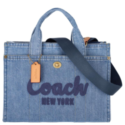 Coach denim cargo tote blauw