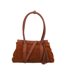 Spikes & Sparrow Schoudertas / Crossbodytas Suede Dames Anne-Lou bruin