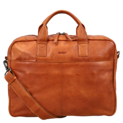 DSTRCT Laptoptas / Aktetas / Werktas 15.6 Inch Leer Astana Road cognac