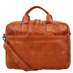 DSTRCT Laptoptas / Aktetas / Werktas 15.6 Inch Leer Astana Road cognac