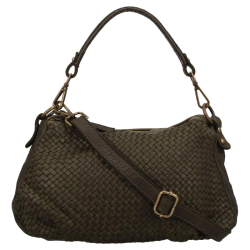 Hernan Schoudertas / Crossbodytas Dames Leer Braided groen