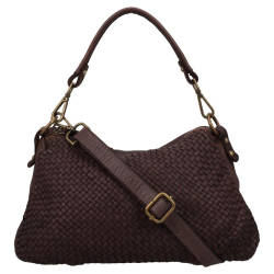 Hernan Schoudertas / Crossbodytas Dames Leer Braided bruin